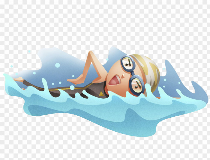 Athlete Swimming Hand Painted Swimmer Drawing Animation PNG