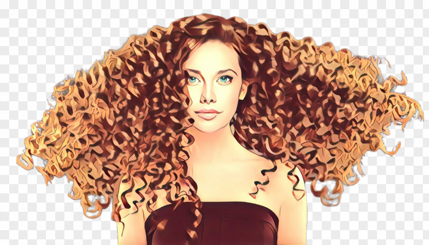 Brown Human Hair Jheri Curl Hairstyle Ringlet Wig PNG
