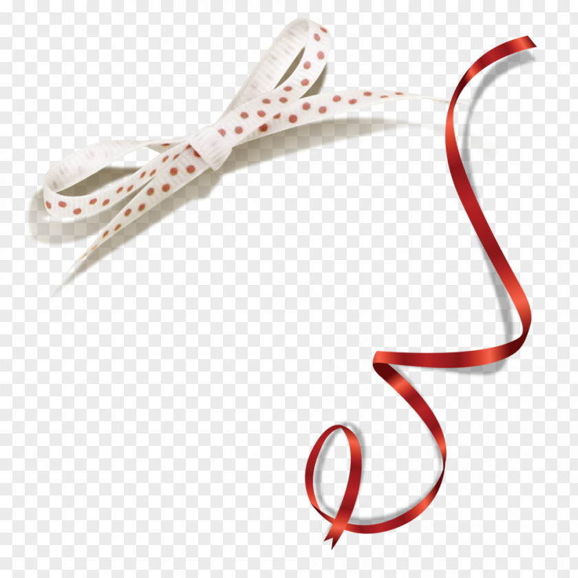 Red Dot White Ribbon Bow Material Paper PNG