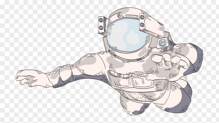 Astonaut Line Art Character Cartoon Sketch PNG