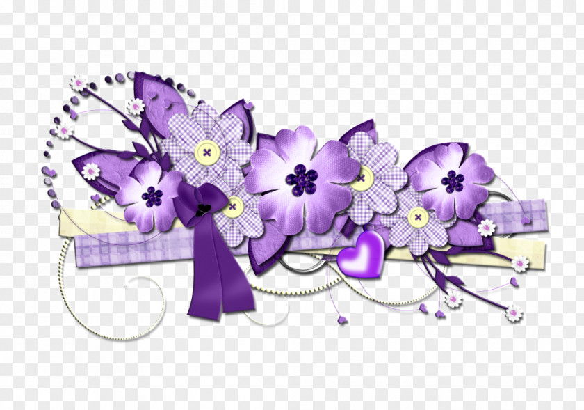 Purple Branches Creative Flower Scrapbooking Clip Art PNG