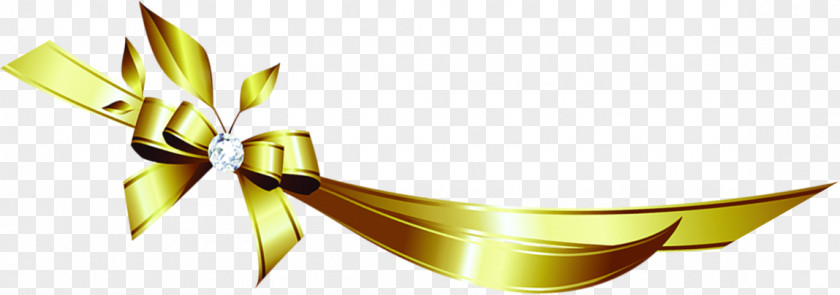 Diamond Golden Bow Ribbon Gold PNG