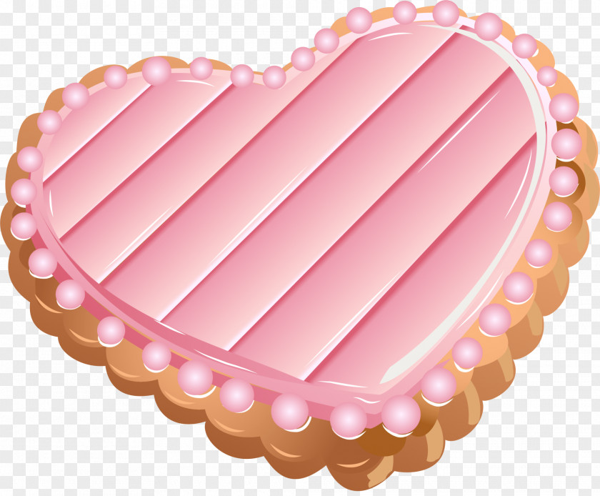 Pink Delicious Love Chocolate Icing Cookie Heart Clip Art PNG