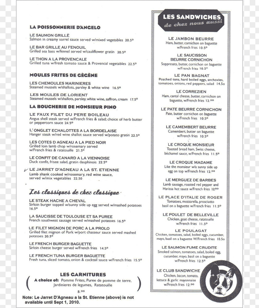 A Restaurant Menu In French Line Font PNG