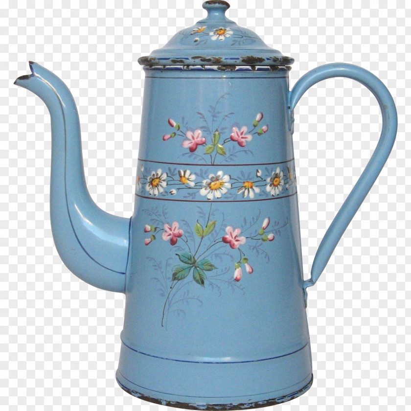 Hand Painted Coffee Kettle Teapot Ceramic Pitcher Mug PNG