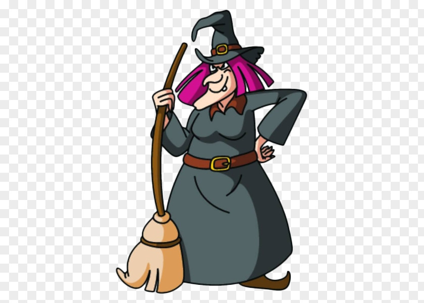 The Old Witch With Magic Broom In Cartoon Witchcraft Boszorkxe1ny Illustration PNG
