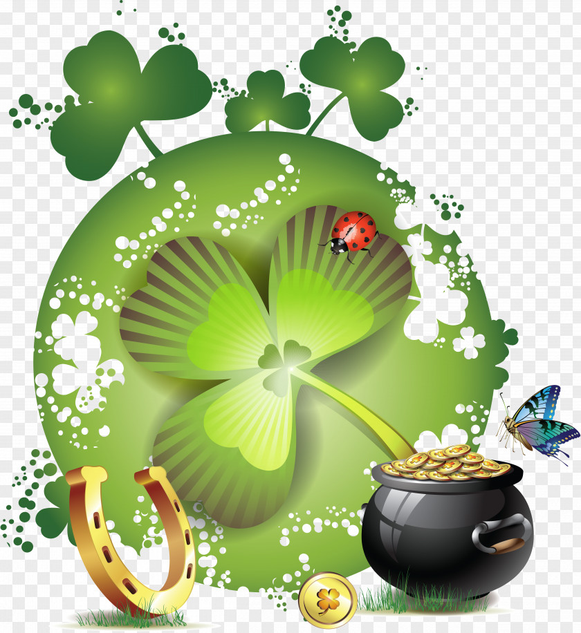 Saint Patrick's Day Four-leaf Clover Clip Art PNG