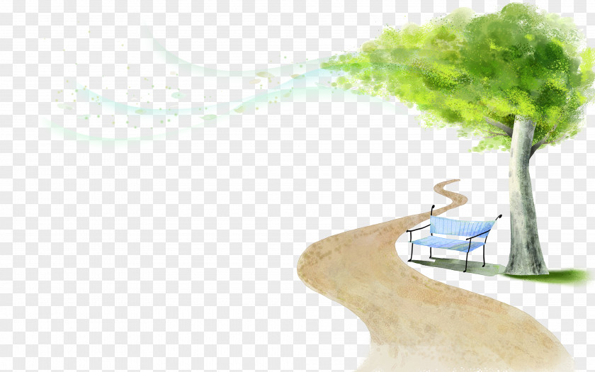 Ink Road Background Wash Painting PNG