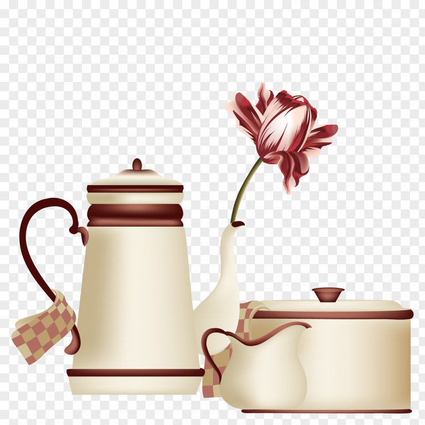 Vector Teapot Tea Set Coffee Cup Mug Drawing PNG