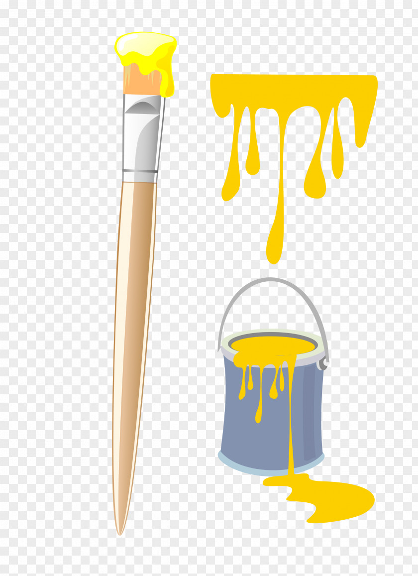 Vector Yellow Paint Pen Oil Painting Clip Art PNG