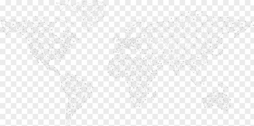 Organic World Map White Point Line Art PNG