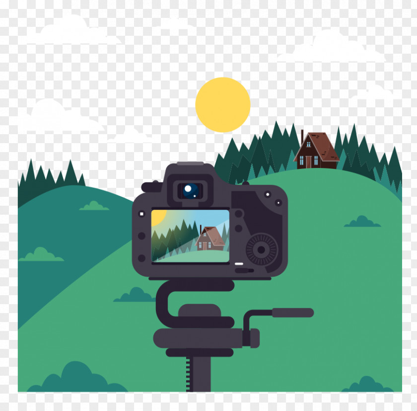 Shoot Camera Outskirts Scenery Vector Photography Take Illustration PNG