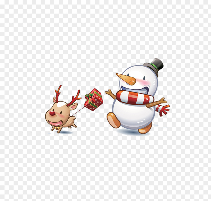 Snowman And Reindeer PNG