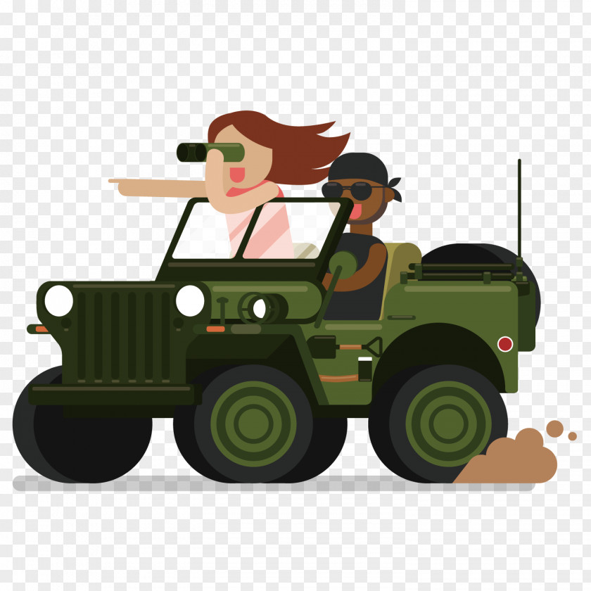 Vector Jeep Car Cartoon Illustration PNG