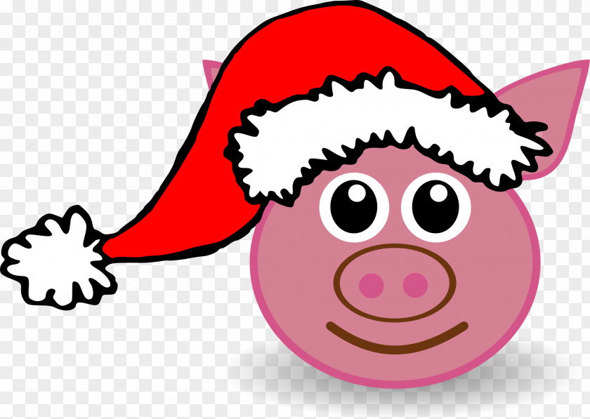 Cartoon Pig Face Peppa Santa Claus Christmas Clip Art PNG