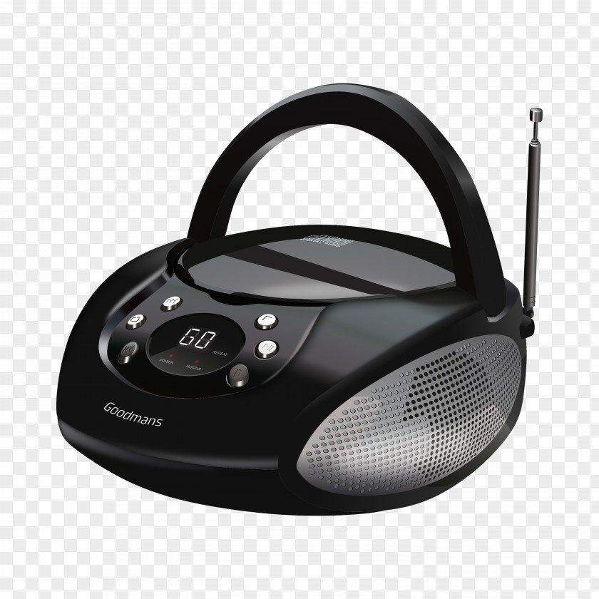 Radio FM Broadcasting Boombox Portable CD Player Compact Cassette PNG