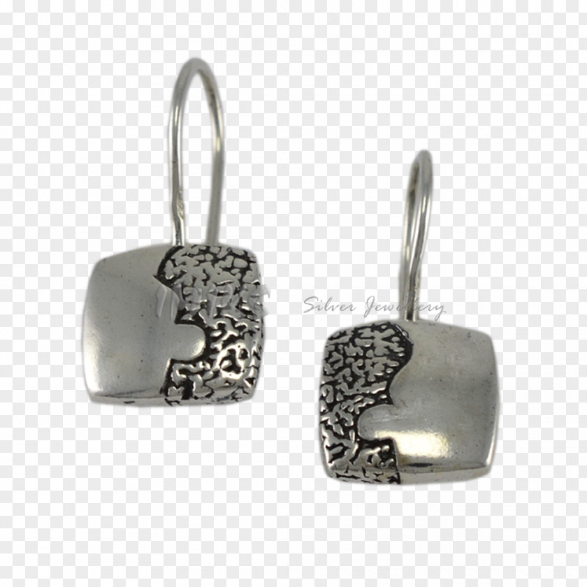 Silver Earring Rectangle PNG