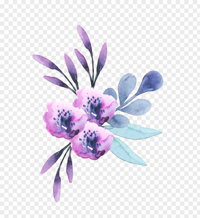 Purple Watercolor Flower Pattern 03 PNG watercolor flower pattern clipart PNG