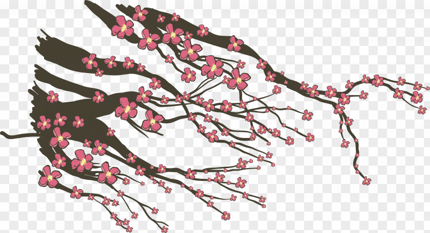 Hand-painted Plum Tree Branches Spring Roll Mid-Autumn Festival Download PNG