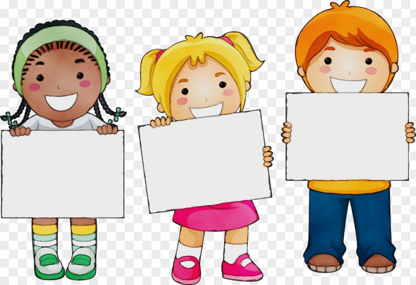 Child Sharing Watercolor Cartoon PNG