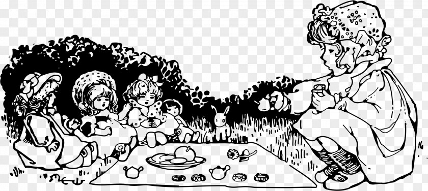 Tea Party Black And White Clip Art PNG