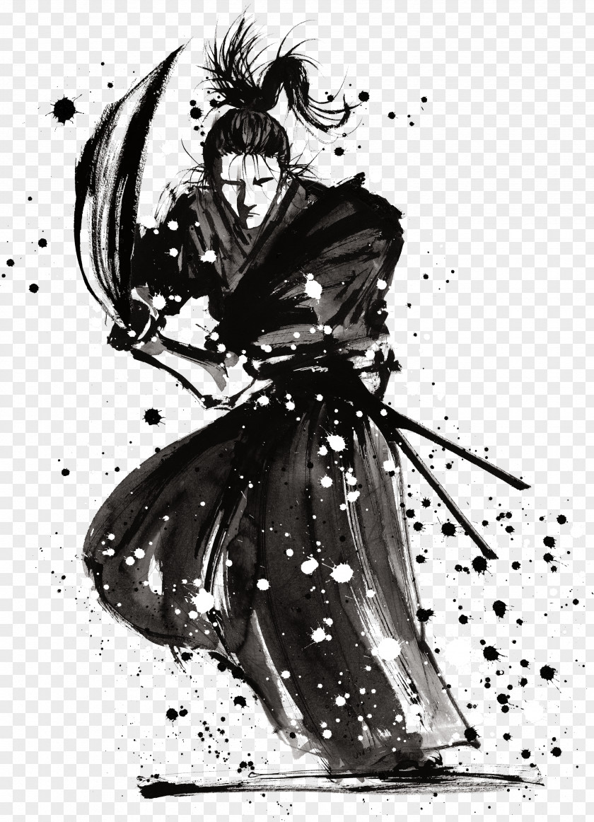 Japanese Samurai Ink LIVE HOUSE MODS Aikido Martial Arts Drawing PNG