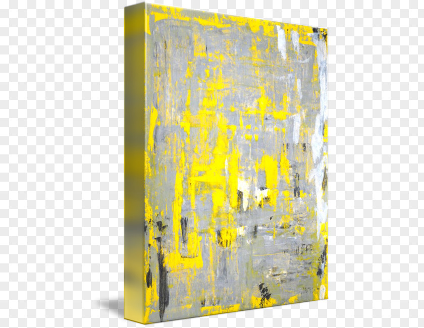 Abstract Grey Modern Art Oil Painting Yellow PNG