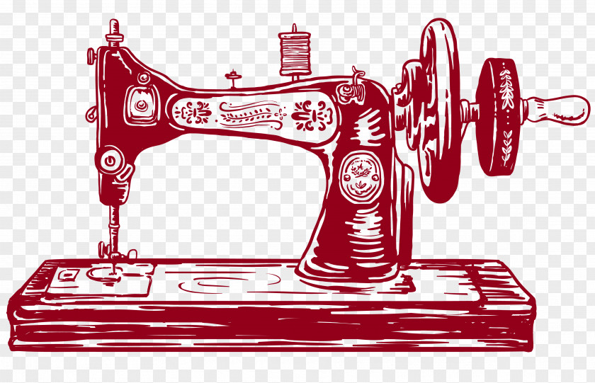 Vintage Illustration Sewing Machines Machine Embroidery Textile PNG