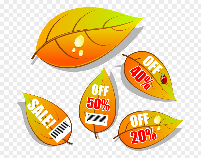 Autumn Theme Vector Material Sales Tag Listing PNG