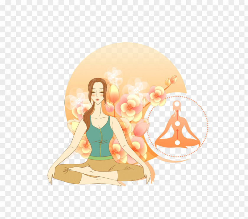 Yoga Beauty Meditation Lotus Position Illustration PNG