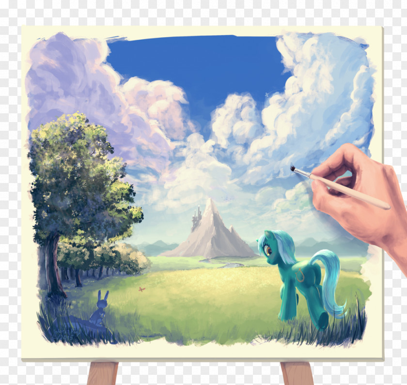 Hand-painted Mountain Landscape Painting Pony Twilight Sparkle Pinkie Pie Rainbow Dash PNG