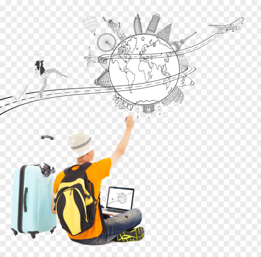 Traveler With Suitcase Buckle Clip Free HD Travel Drawing Stock Photography PNG