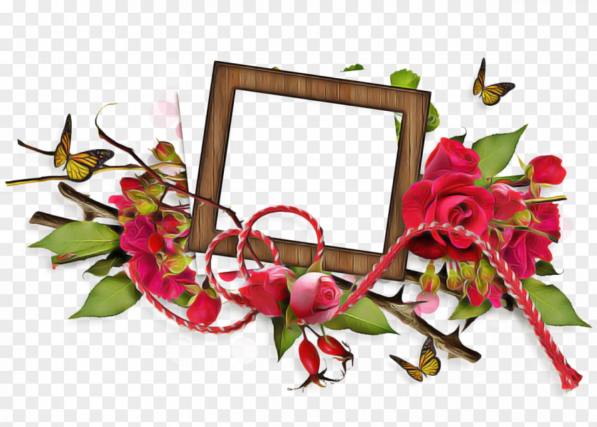 Twig Petal Background Watercolor Frame PNG