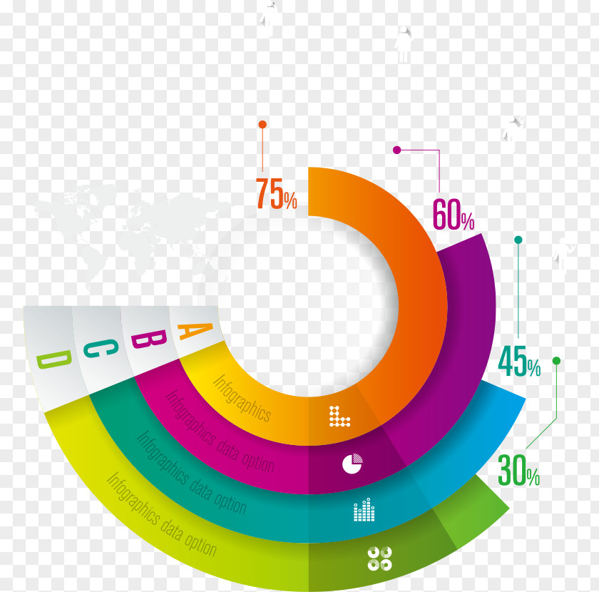 Three-dimensional Color Vector Circle Graph Infographic Chart PNG