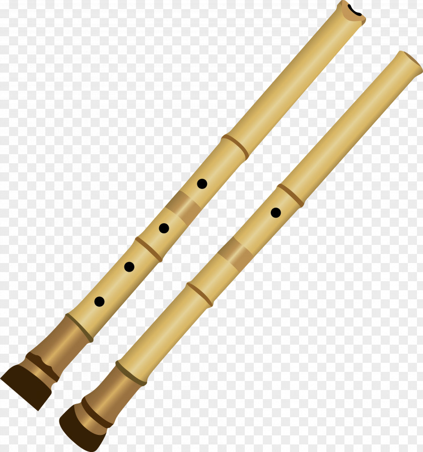 Japanese Traditional Bamboo Flute Instrument Vector Musical PNG