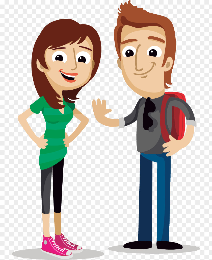 Cartoon Young Men And Women Illustration PNG
