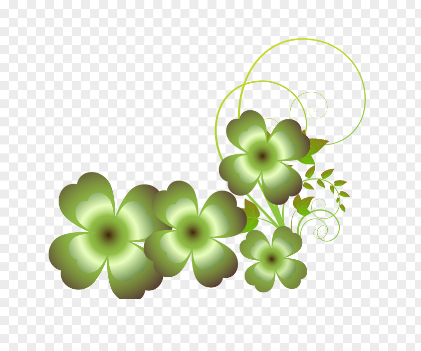 Hand Painted Green Clover Material Four-leaf PNG