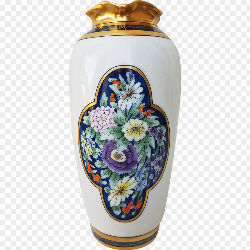 Hand-painted Elk Ceramic Vase Cobalt Blue Urn Porcelain PNG