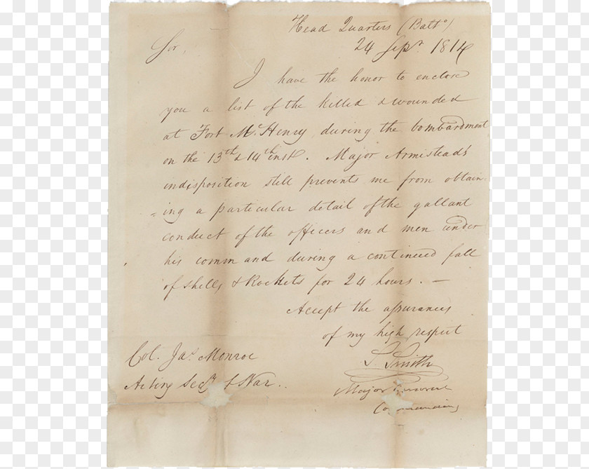Burning Letter Fort McHenry Of Washington War 1812 Battle Baltimore PNG