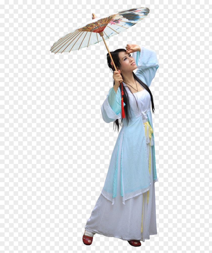 美女 Oil-paper Umbrella Robe Costume Drama PNG