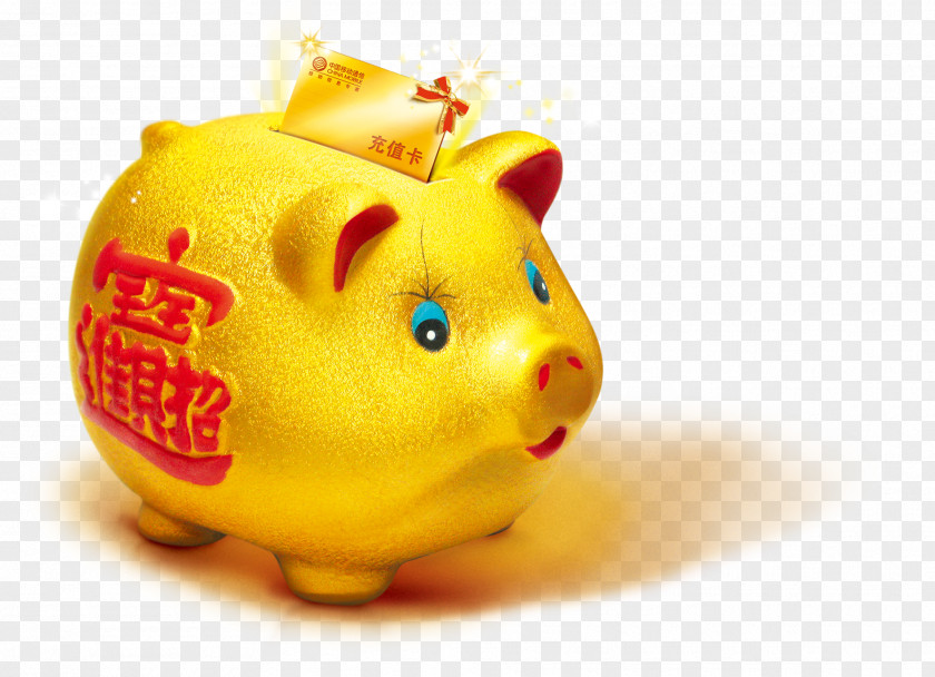 Golden Pig Piggy Bank Gold Saving PNG