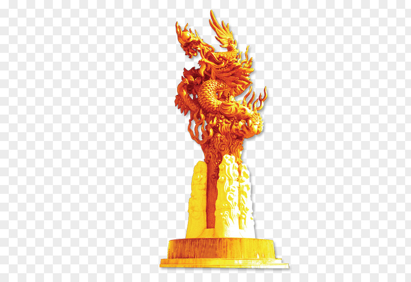 Golden Dragon Statue China Download PNG