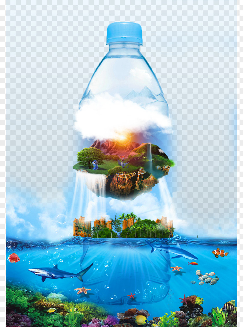 Mineral Water Ad Bottled PNG