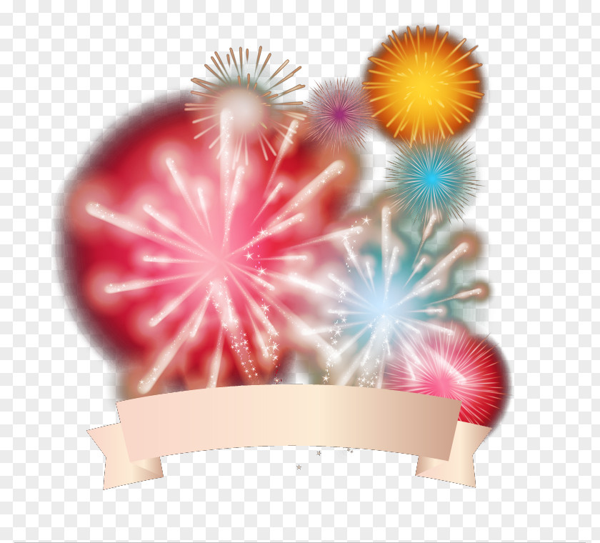 Fireworks With Ribbon PNG