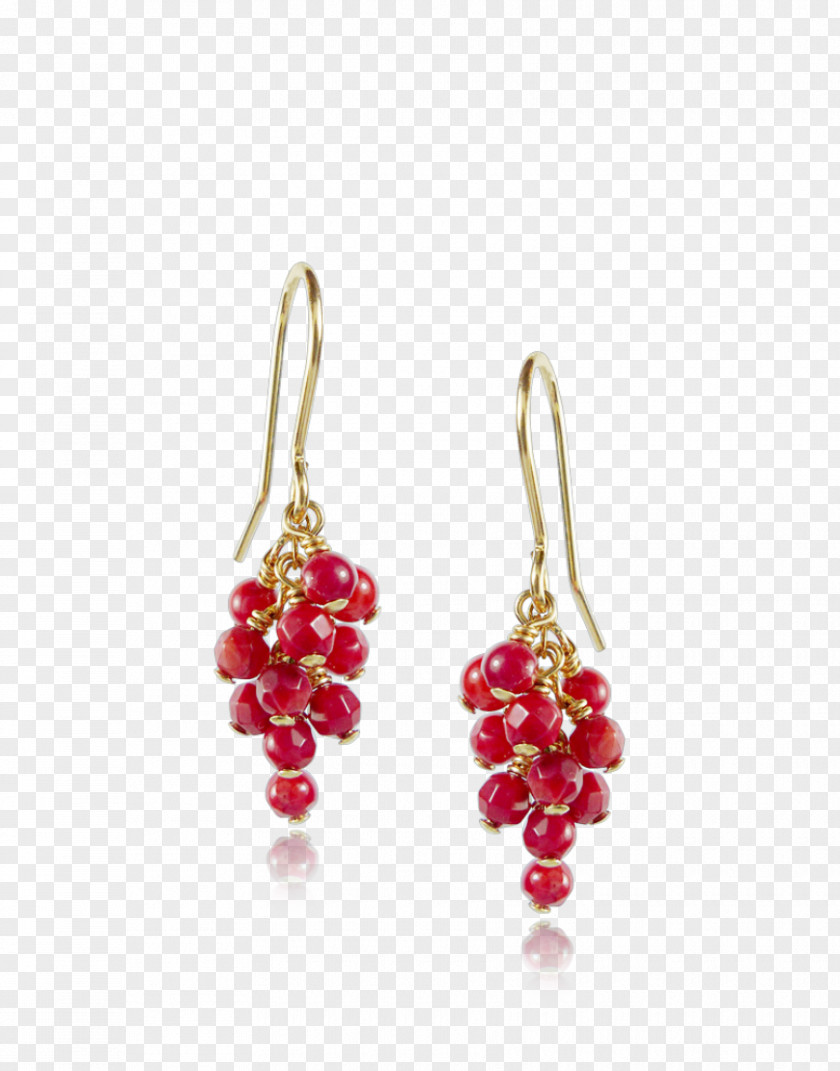 Hanging Beads Earring Ruby Jewellery Gemstone Silver PNG