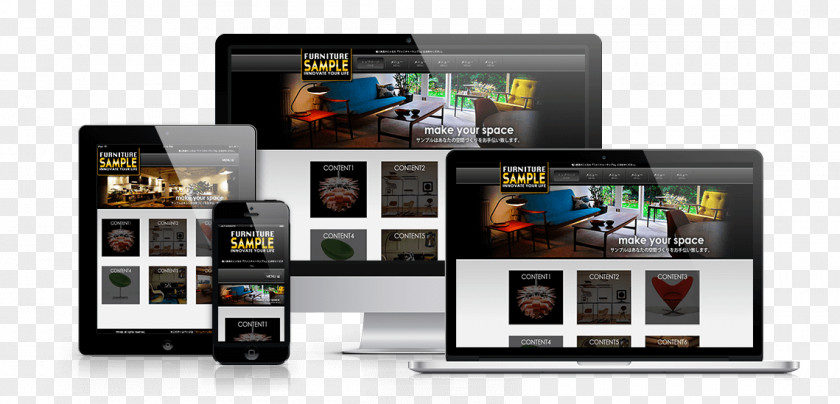 Smartphone Responsive Web Design Home Page PNG