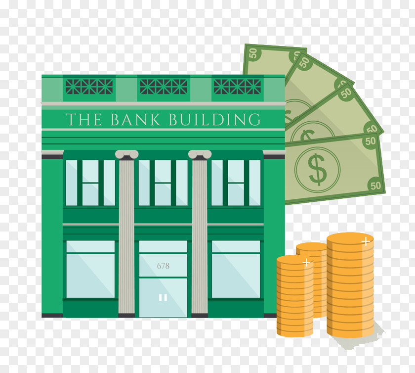 Bank Building Online Banking Money Drawing PNG