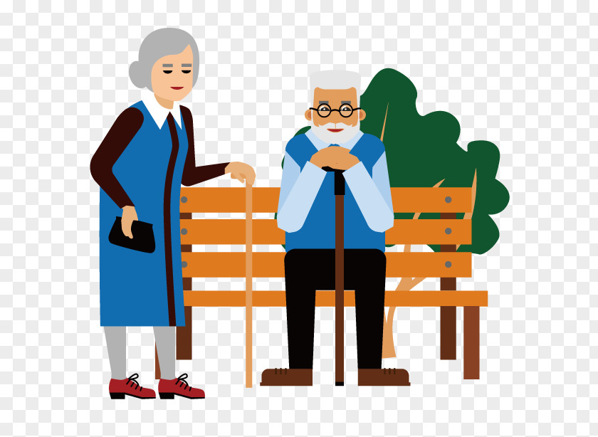 Cartoon Park Bench Old Age Vector Graphics Illustration Image PNG