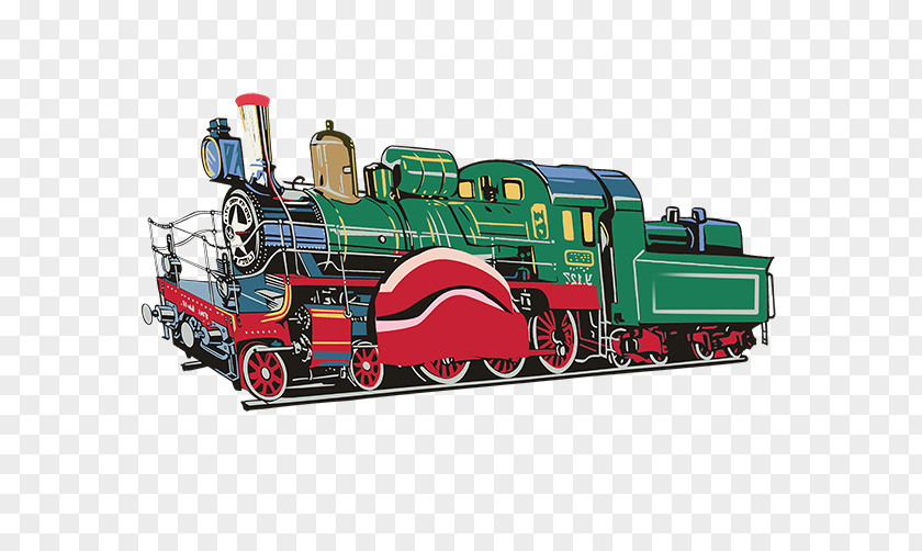Hand-painted Cartoon Train Rail Transport PNG