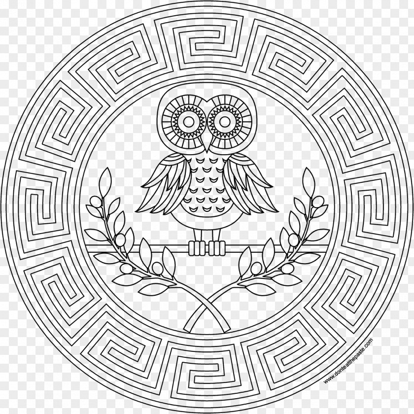Owl Ancient Greece Artemis Coloring Book PNG